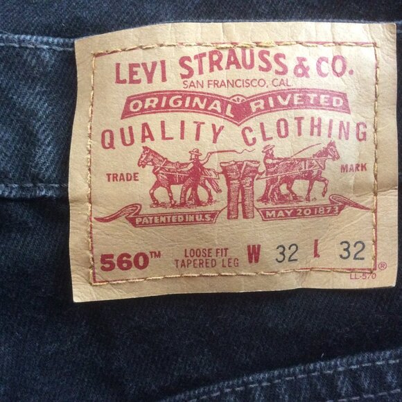 Levi's 560 90s Black Loose Fit Tapered Leg Denim Baggy Vintage Jeans Size 32*x32 - Picture 3 of 6